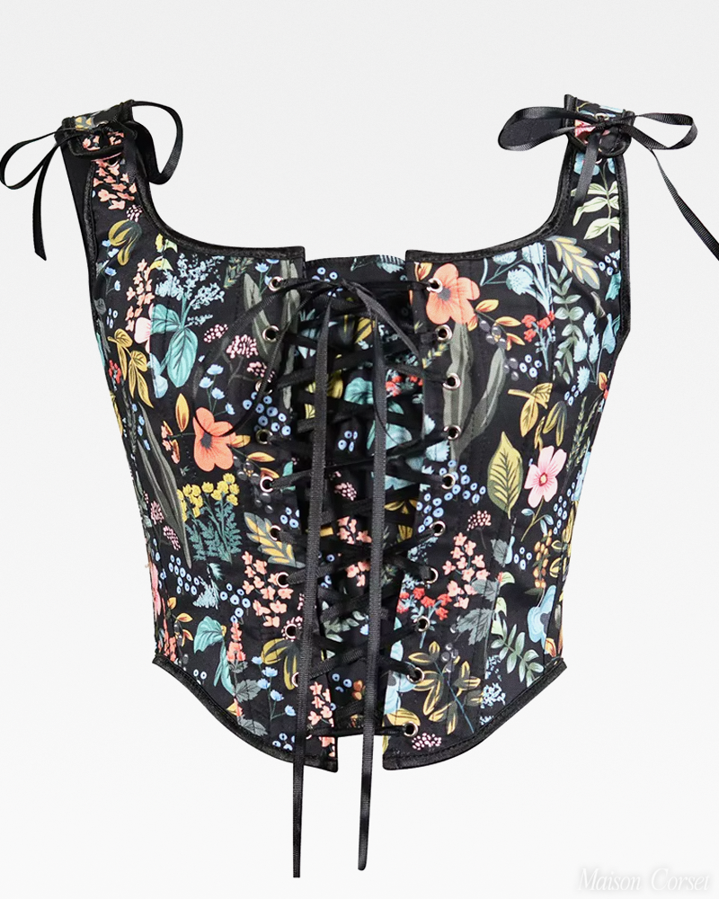 Corset fleuri à bretelles