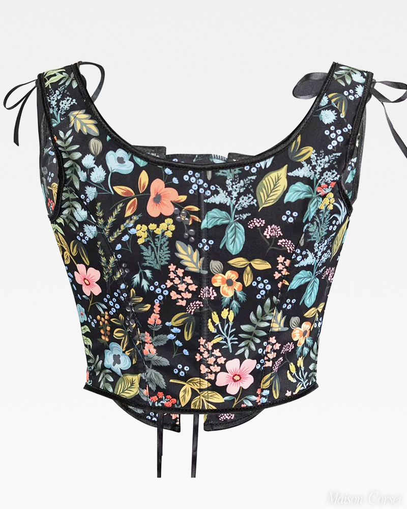 Corset fleuri à bretelles