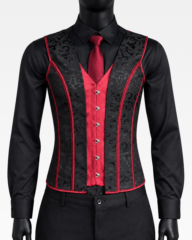 Corset noir et rouge homme