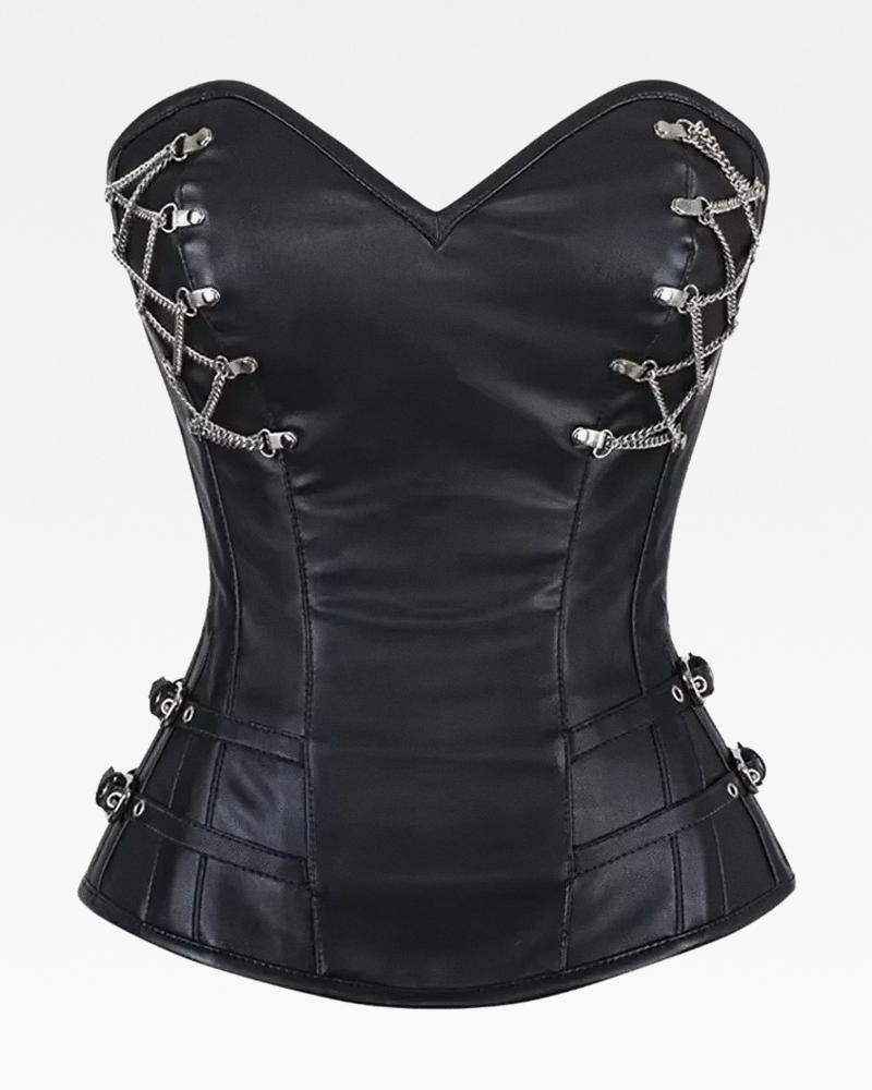 Corset noir simili cuir