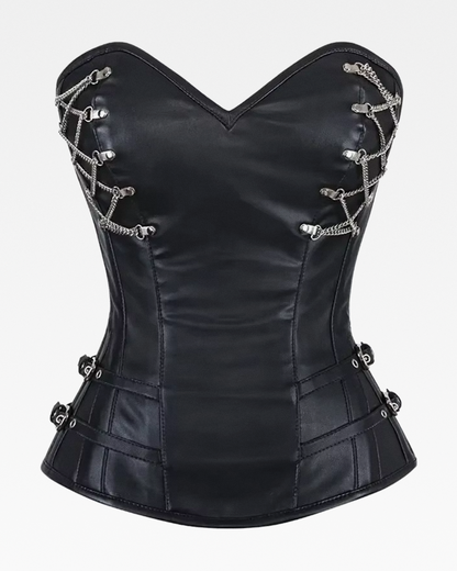 Corset noir simili cuir