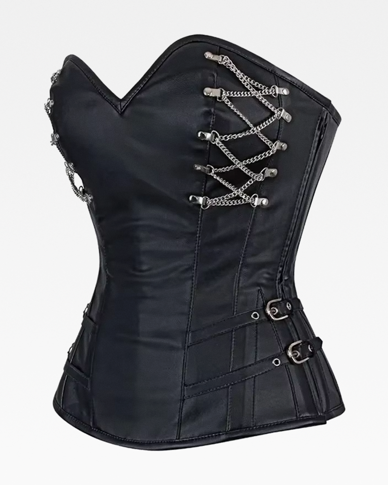 Corset noir simili cuir