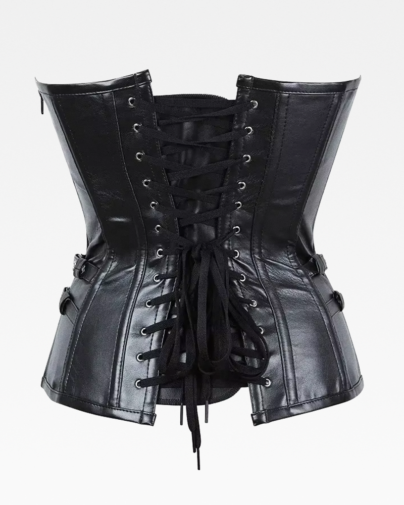 Corset noir simili cuir