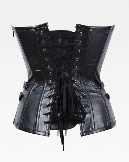 Corset noir simili cuir