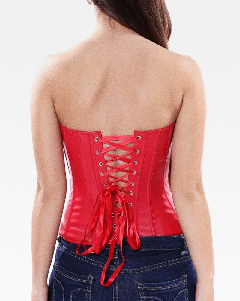 Corset rouge en cuir