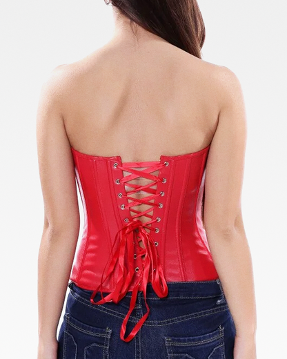 Corset rouge en cuir