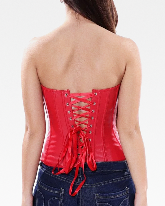 Corset rouge en cuir