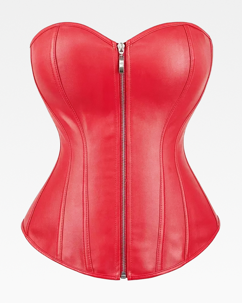 Corset rouge en cuir