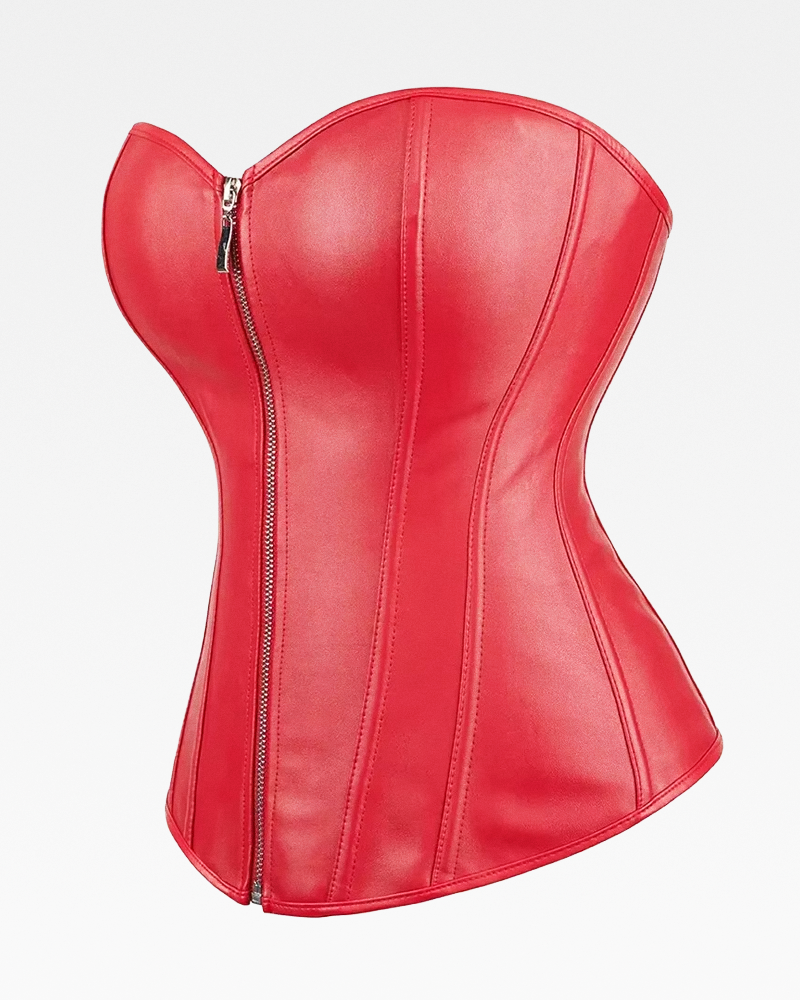 Corset rouge en cuir