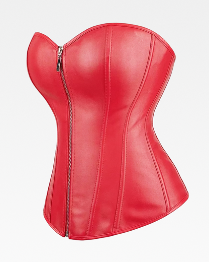 Corset rouge en cuir