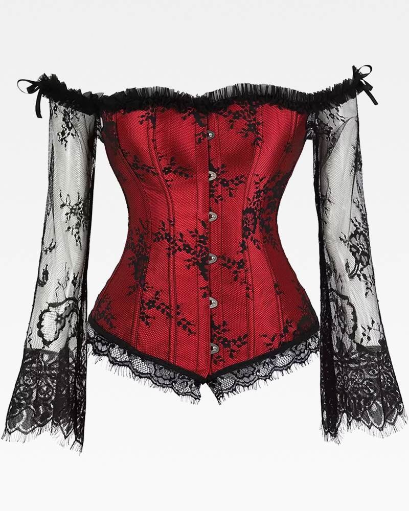 Corset rouge et noir en dentelle