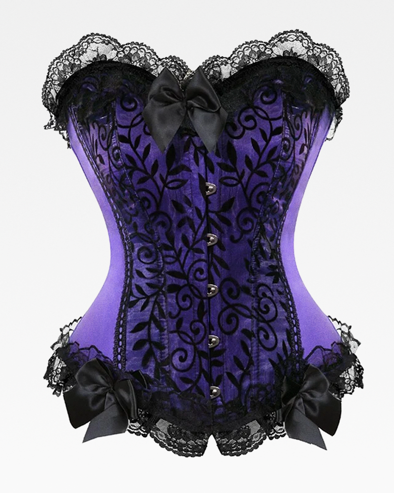 Corset satin et dentelle violet