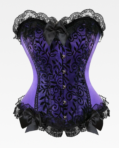Corset satin et dentelle violet