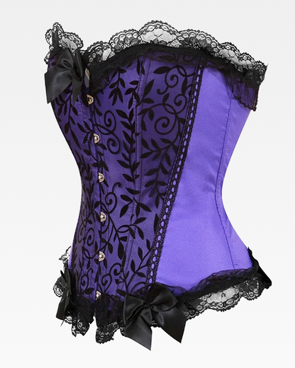 Corset satin et dentelle violet