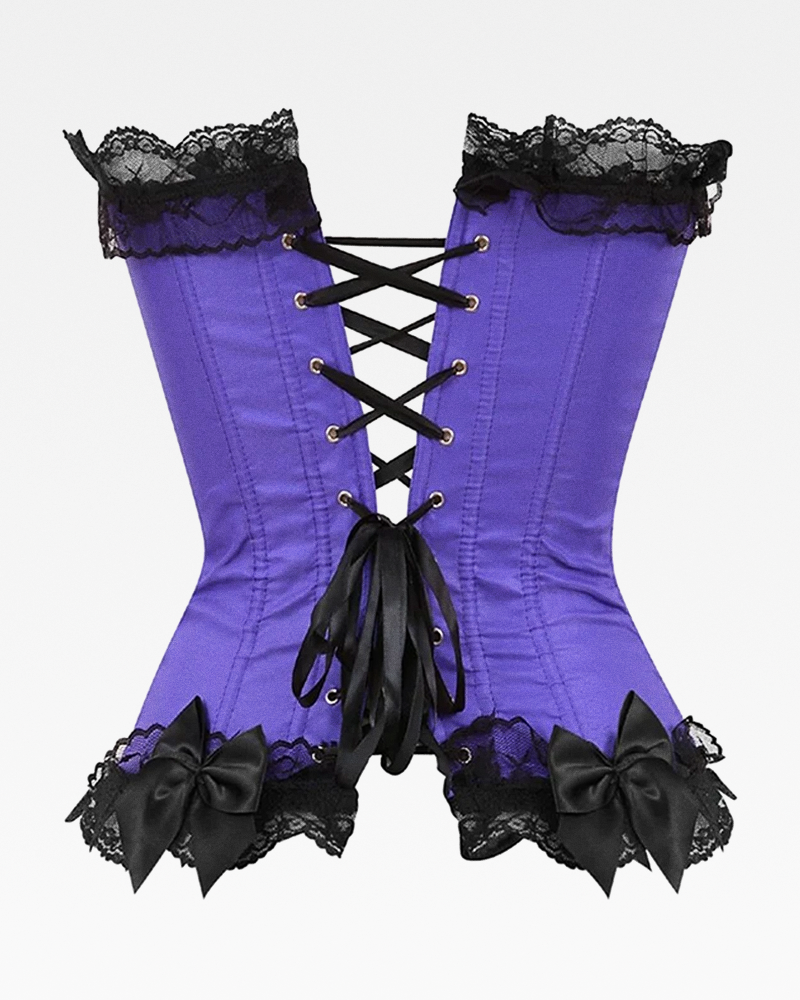Corset satin et dentelle violet