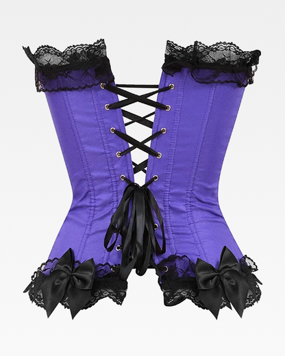 Corset satin et dentelle violet