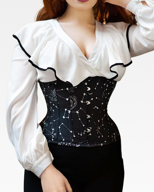 Corset serre-taille à motif étoilé noir