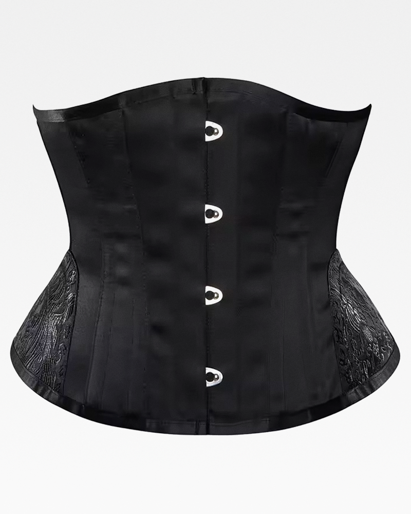 Corset serre-taille satin noir