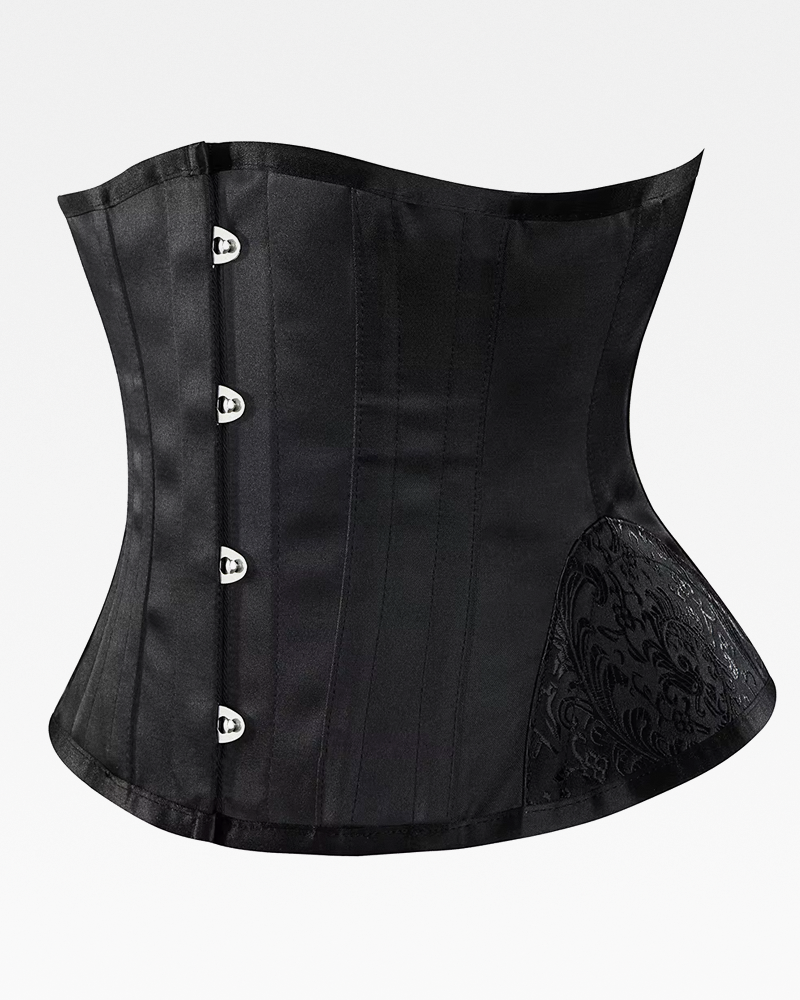 Corset serre-taille satin noir