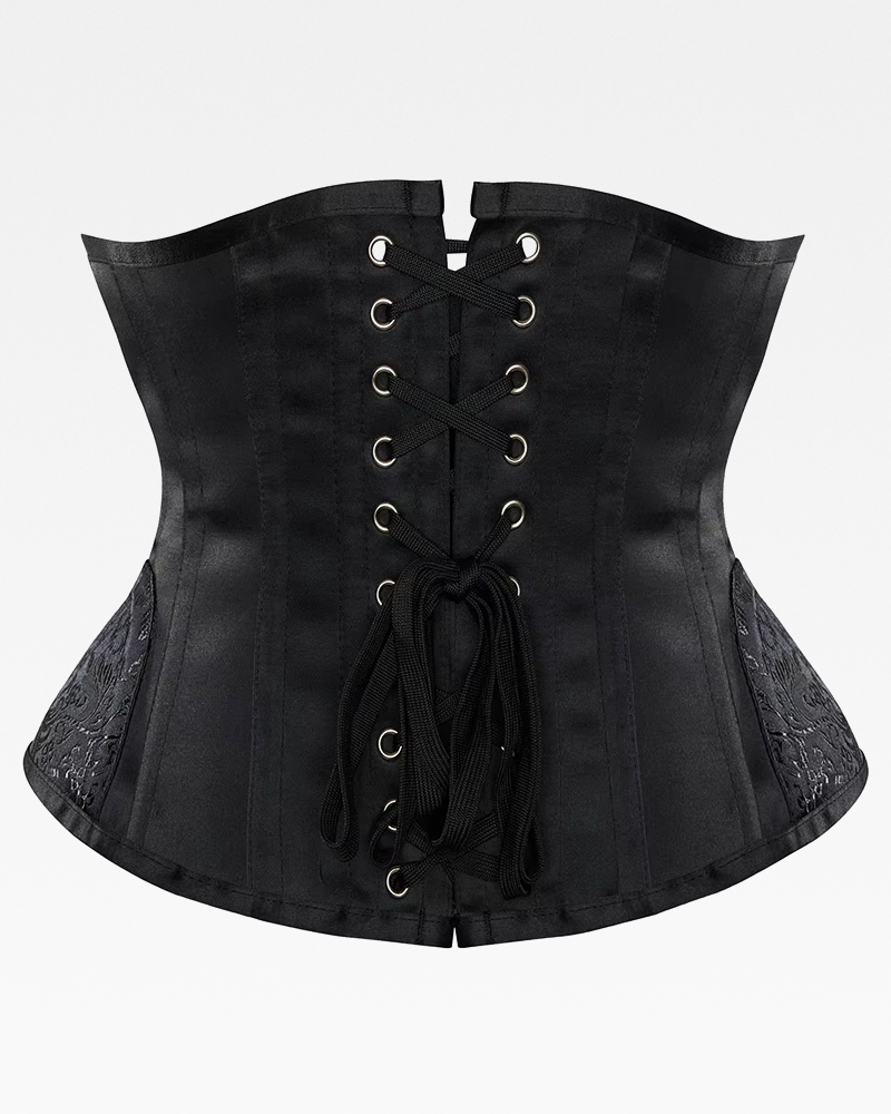 Corset serre-taille satin noir