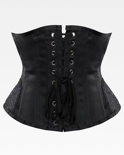 Corset serre-taille satin noir