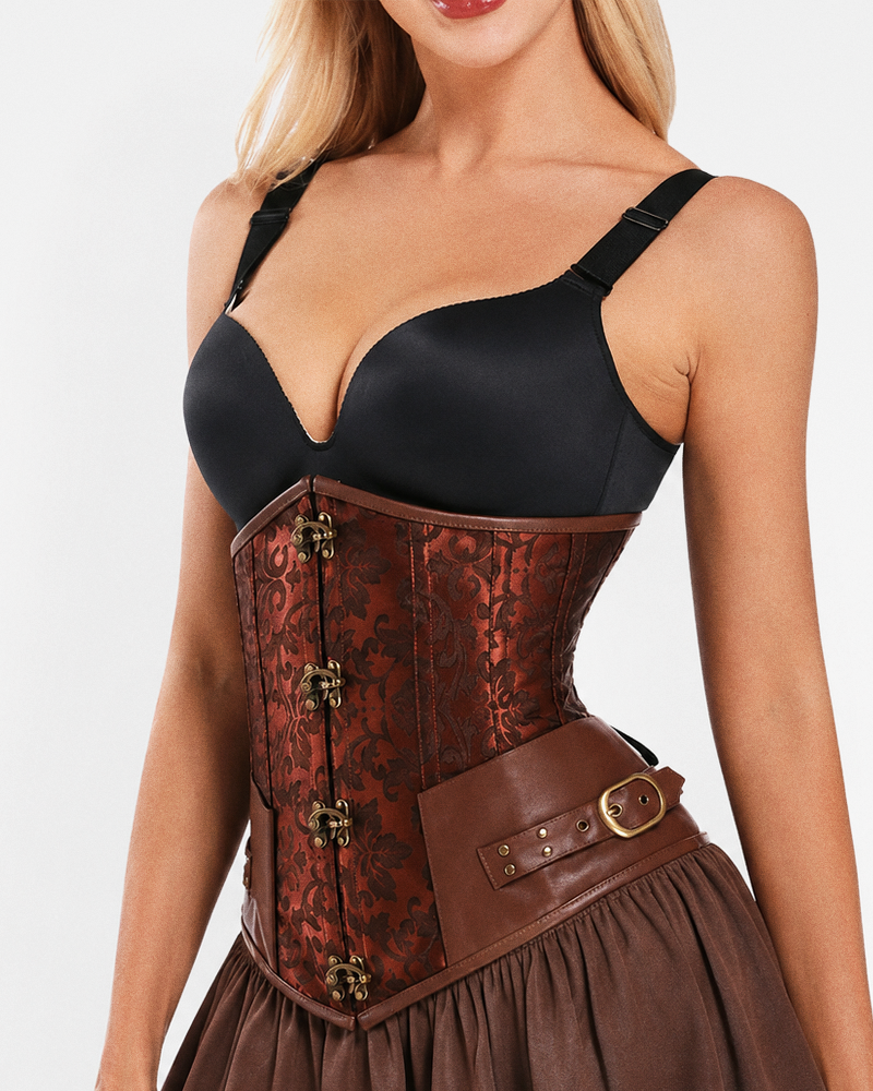 Corset serre-taille steampunk marron