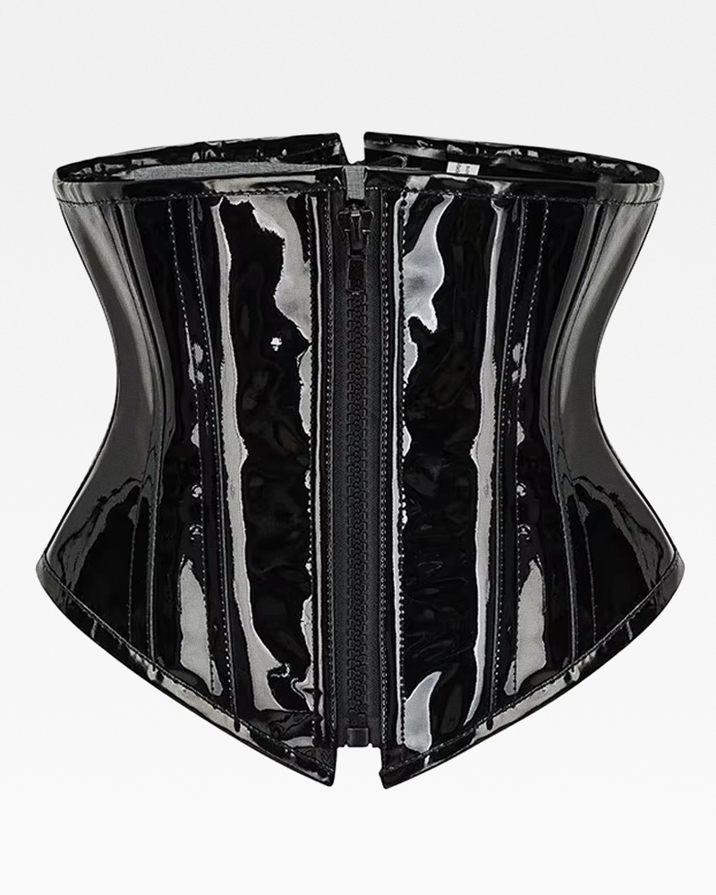 Corset serre-taille vinyle noir