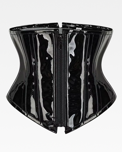 Corset serre-taille vinyle noir
