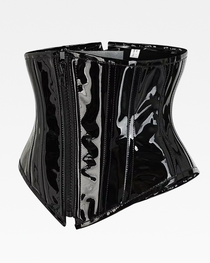 Corset serre-taille vinyle noir