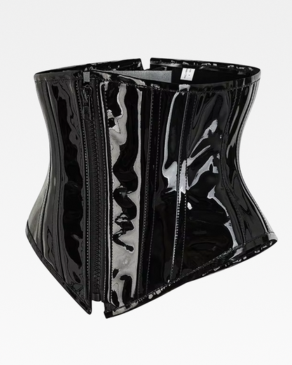 Corset serre-taille vinyle noir