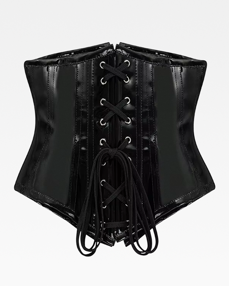 Corset serre-taille vinyle noir