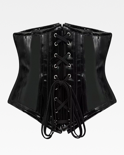 Corset serre-taille vinyle noir