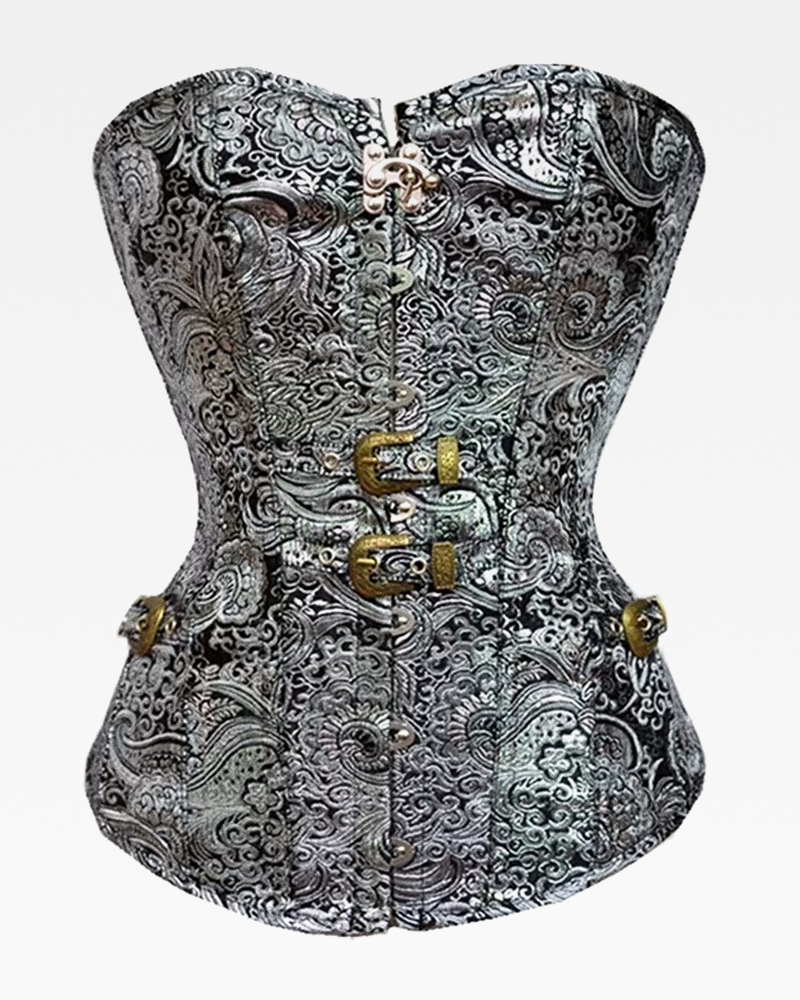 Corset steampunk argenté