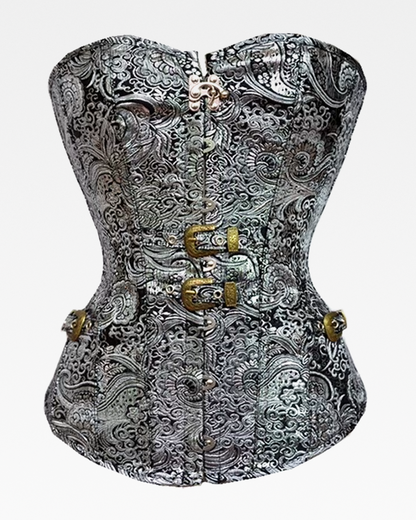Corset steampunk argenté