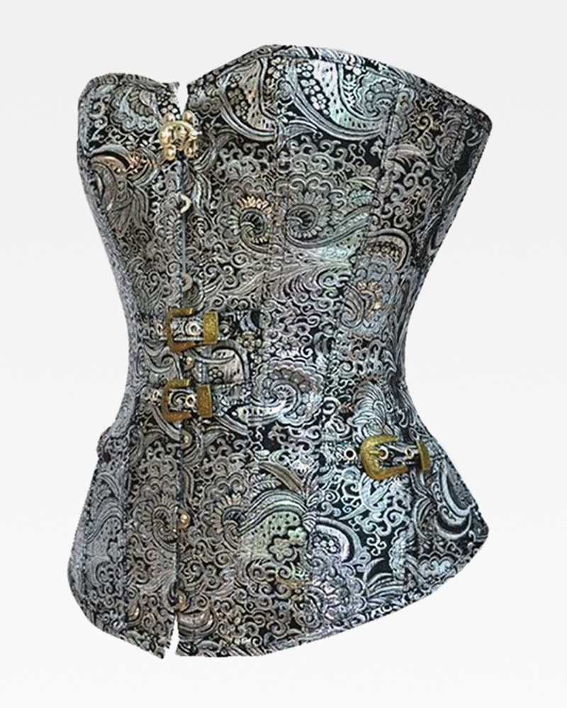 Corset steampunk argenté