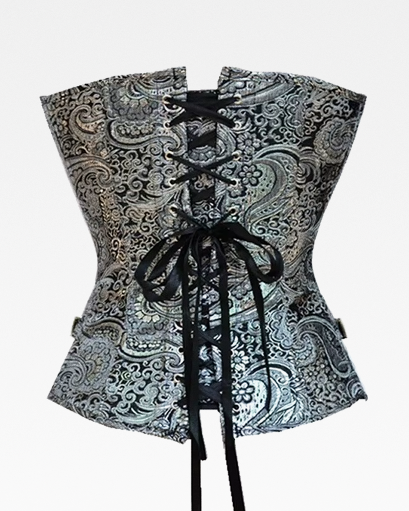 Corset steampunk argenté
