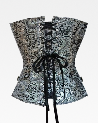 Corset steampunk argenté