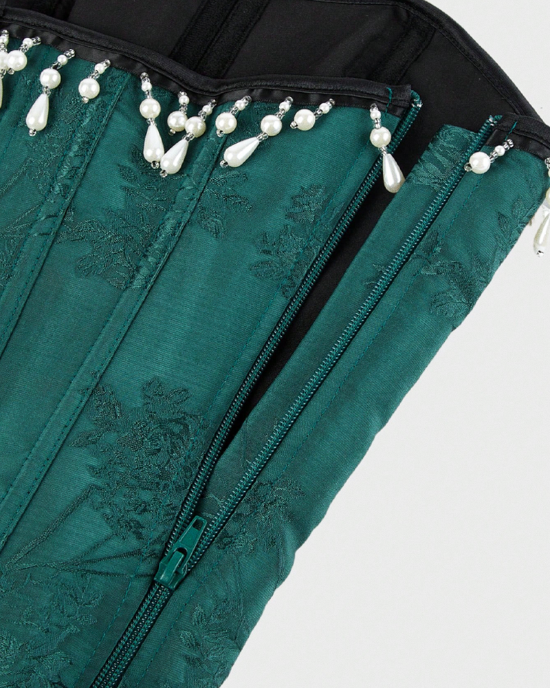 Corset vert à perles
