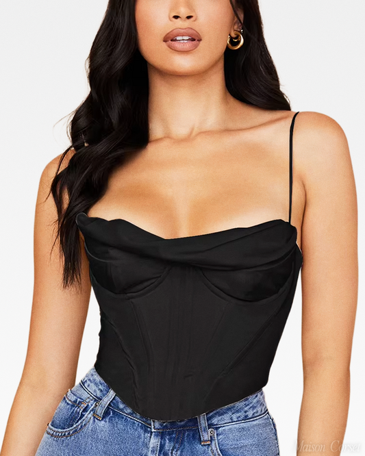 Haut corset noir col bénitier