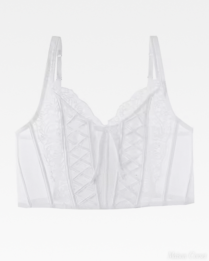 Top bustier dentelle blanc